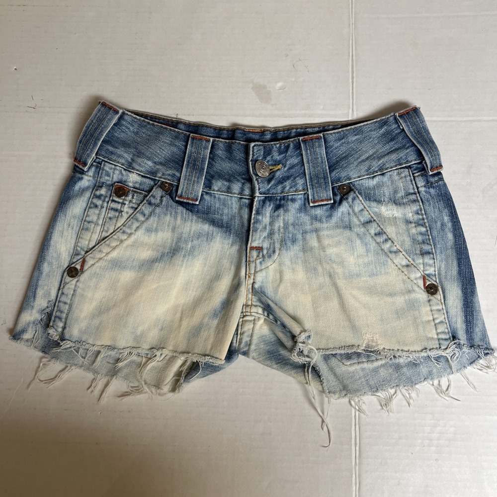 True Religion Sammy Women Cut Off Denim Short Size 31 (Tagged 29) Made in USA